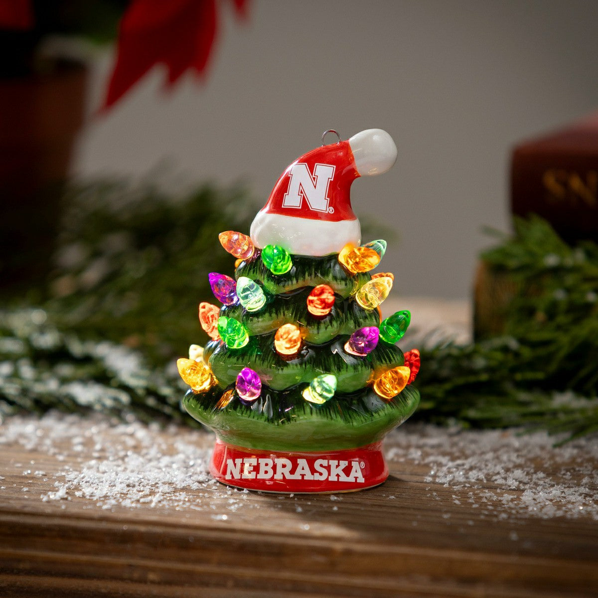 4" Mini LED Tabletop Christmas Tree, Set of 2, University of Nebraska
