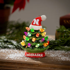 4" Mini LED Tabletop Christmas Tree, Set of 2, University of Nebraska