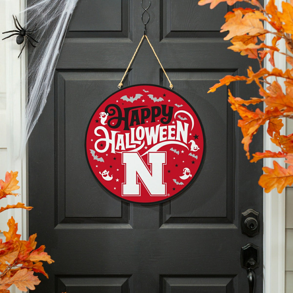 University of Nebraska Halloween Round Door Décor with Hanging Rope, 1