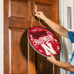 University of Nebraska Halloween Round Door Décor with Hanging Rope, 1