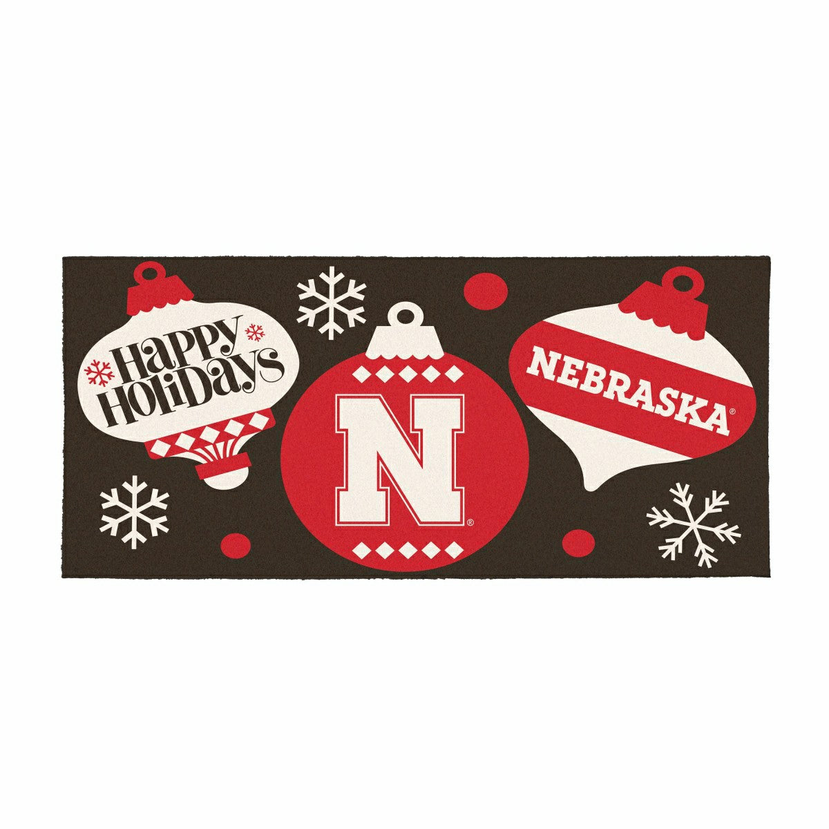 University of Nebraska Holiday Flocked Coir Sassafras Switch Mat, 22"x