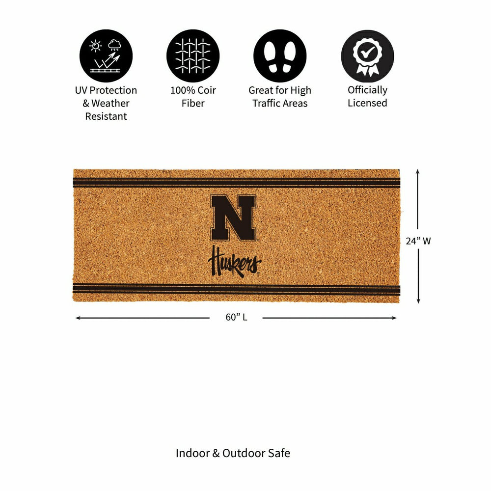 University of Nebraska Extra Large One Color Coir Mat, 60"x24"