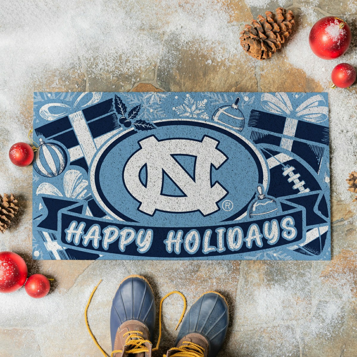 University of North Carolina Holiday PVC Mat, 28"x16"
