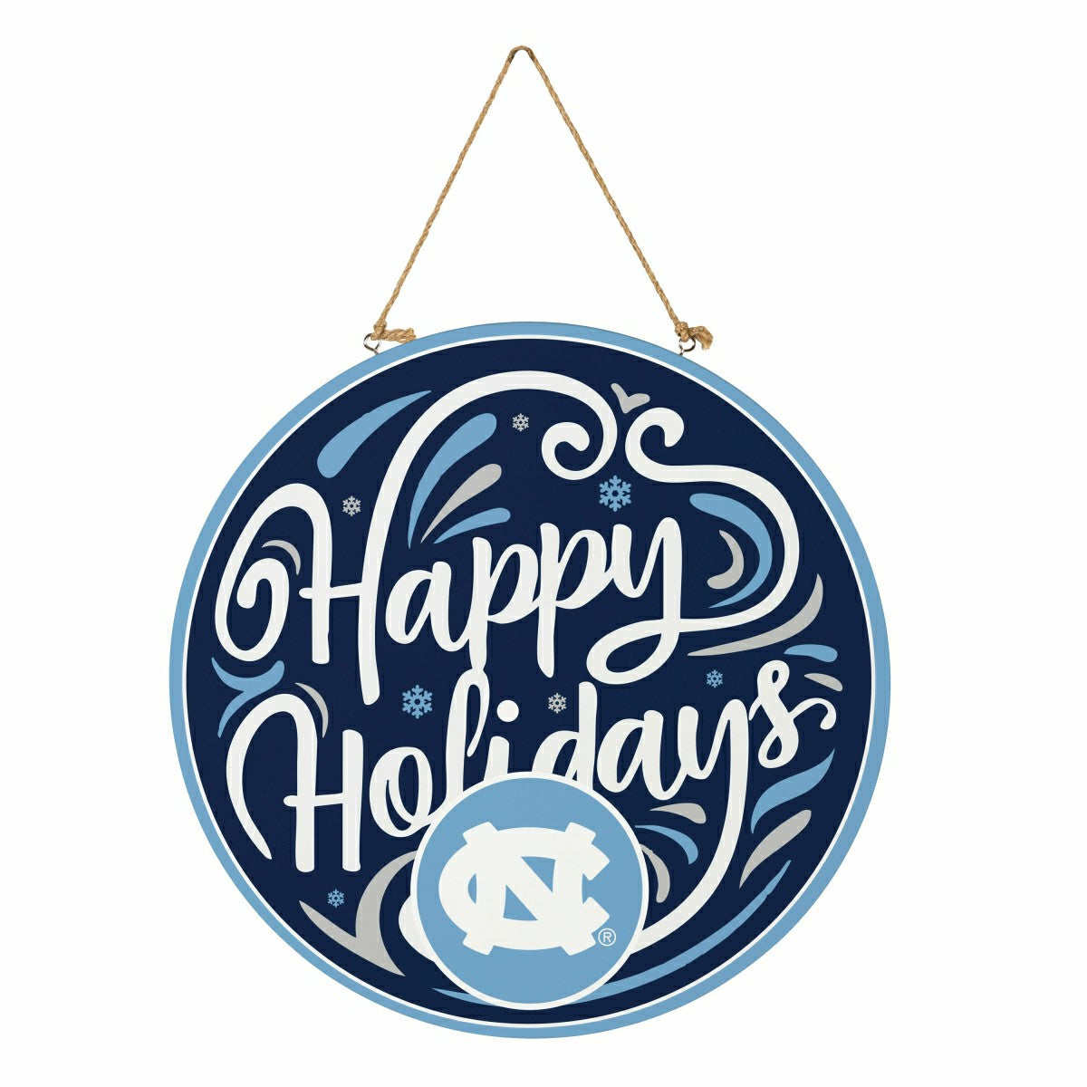 University of North Carolina Holiday Round Door Décor with Hanging Rop