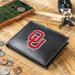 University of Oklahoma Black Bi-Fold Embroidered Wallet w/ RFID Blocking