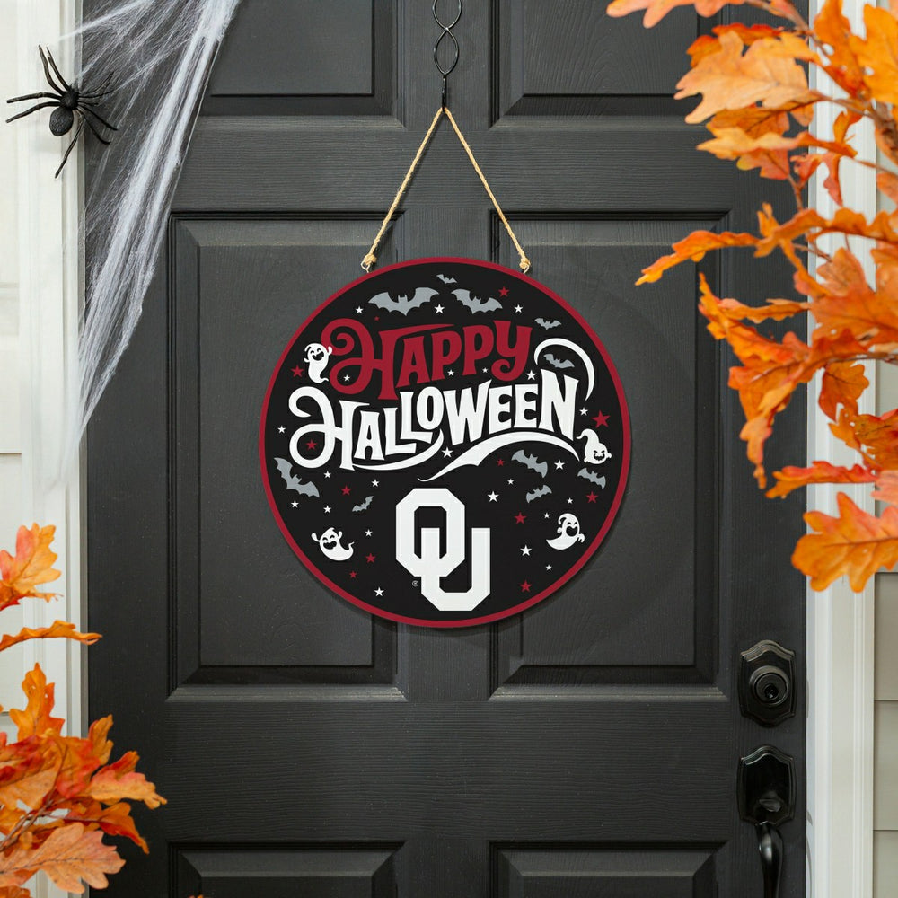 University of Oklahoma Halloween Round Door Décor with Hanging Rope, 1