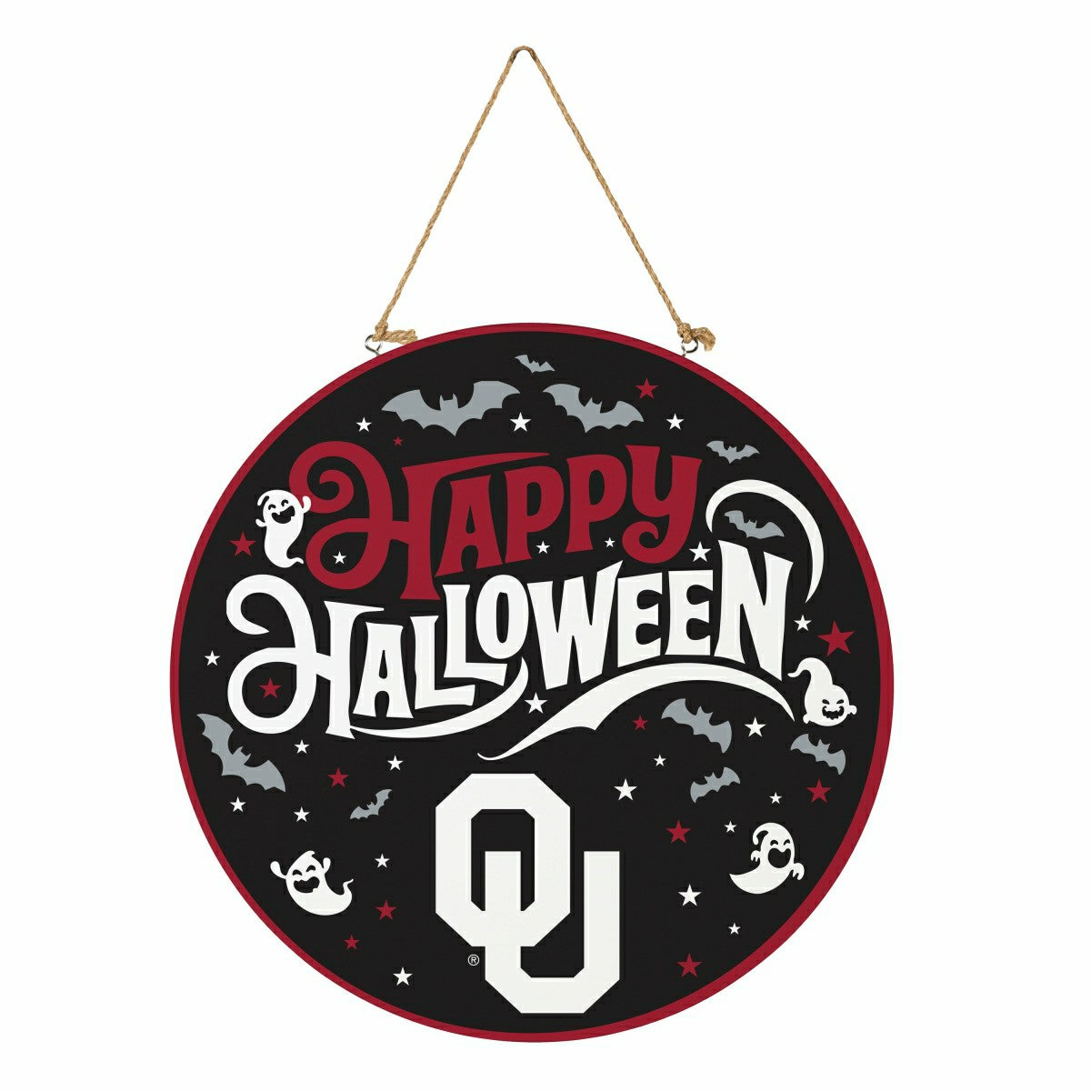University of Oklahoma Halloween Round Door Décor with Hanging Rope, 1