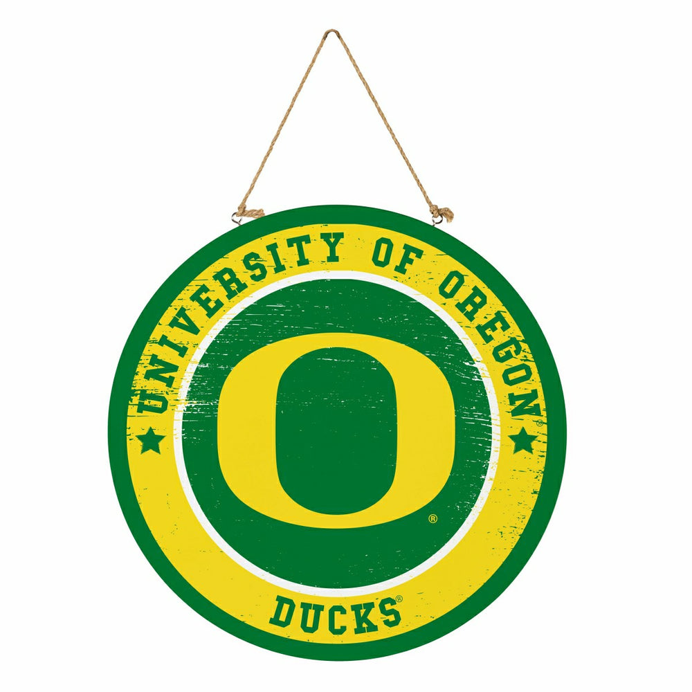 University of Oregon Round Door Décor with Hanging Rope, 18x18