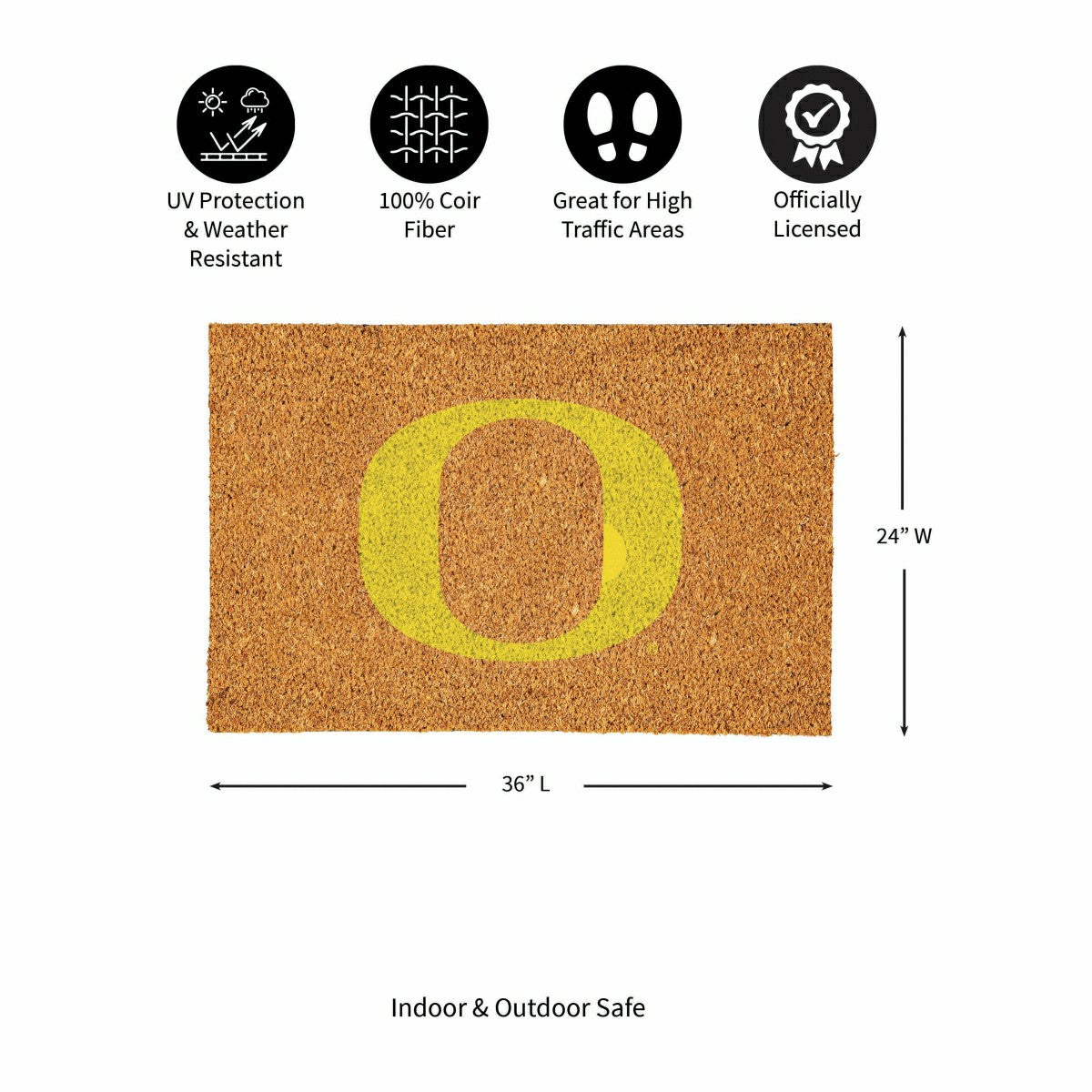 University of Oregon Large Full Color Coir Mat, 36"x24"