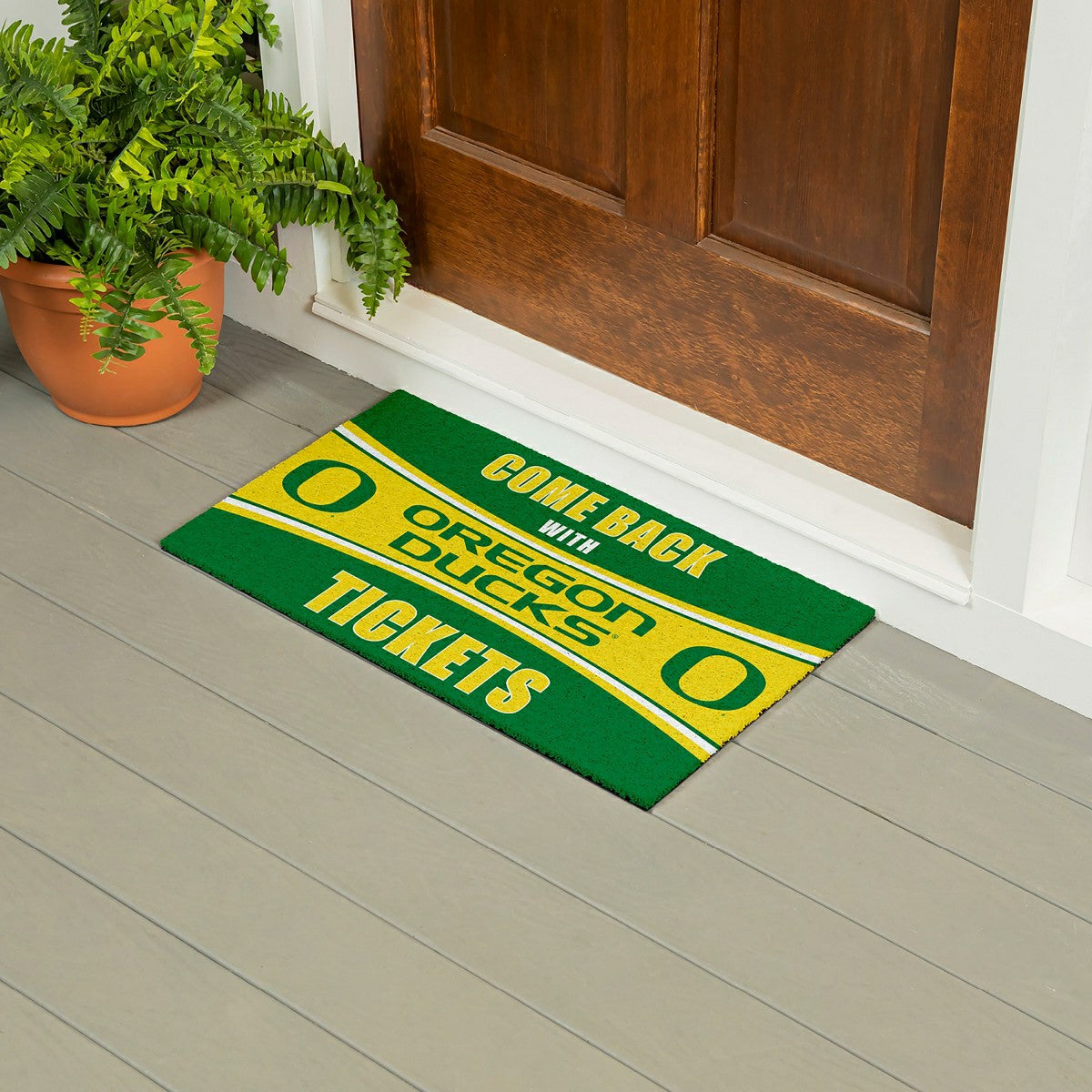 28" x 16" PVC Trapper Mat, Come Back with Tickets, University of Orego