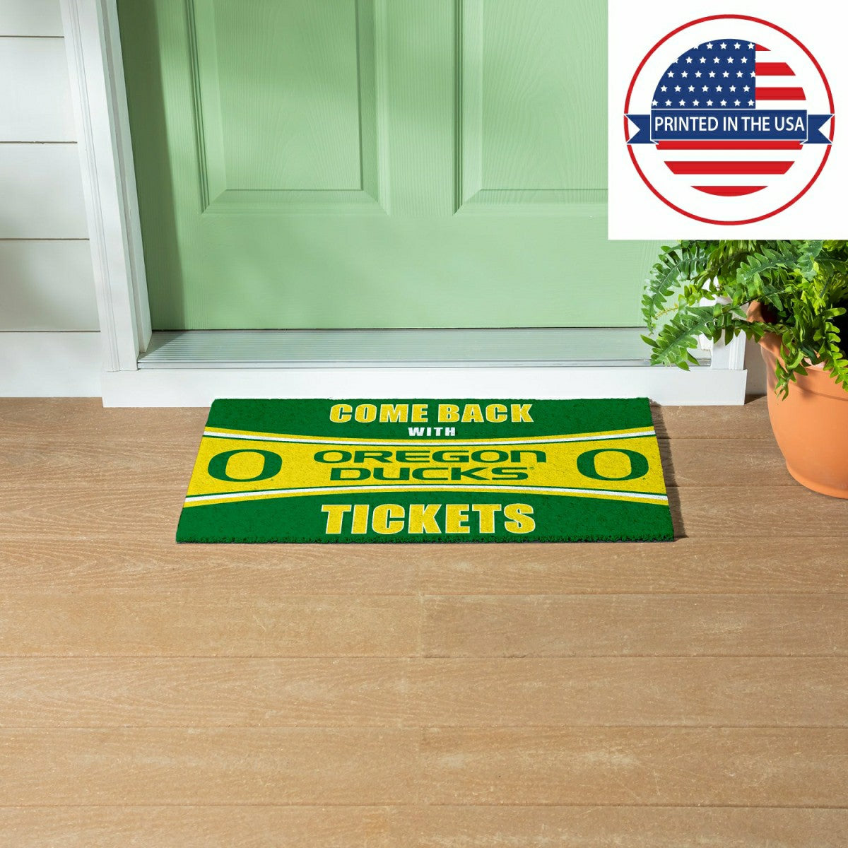 28" x 16" PVC Trapper Mat, Come Back with Tickets, University of Orego