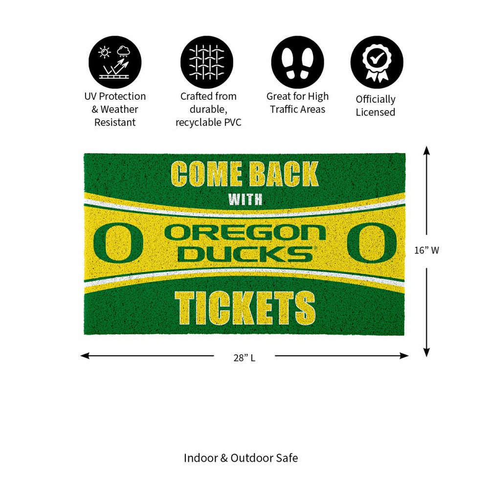 28" x 16" PVC Trapper Mat, Come Back with Tickets, University of Orego