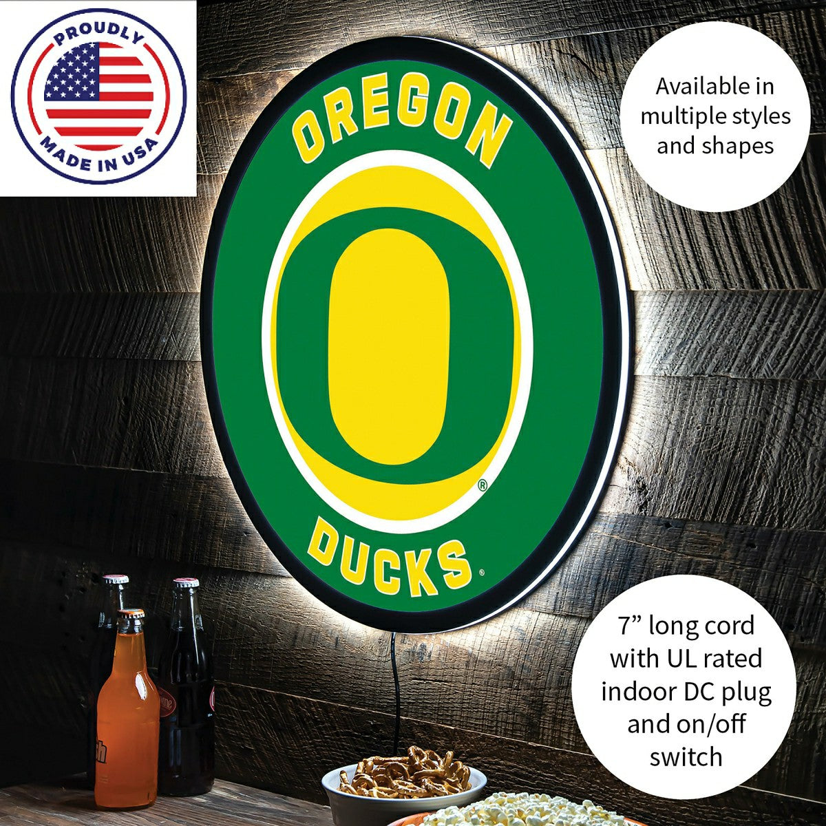 LED Wall Decor, Round, University of Oregon
