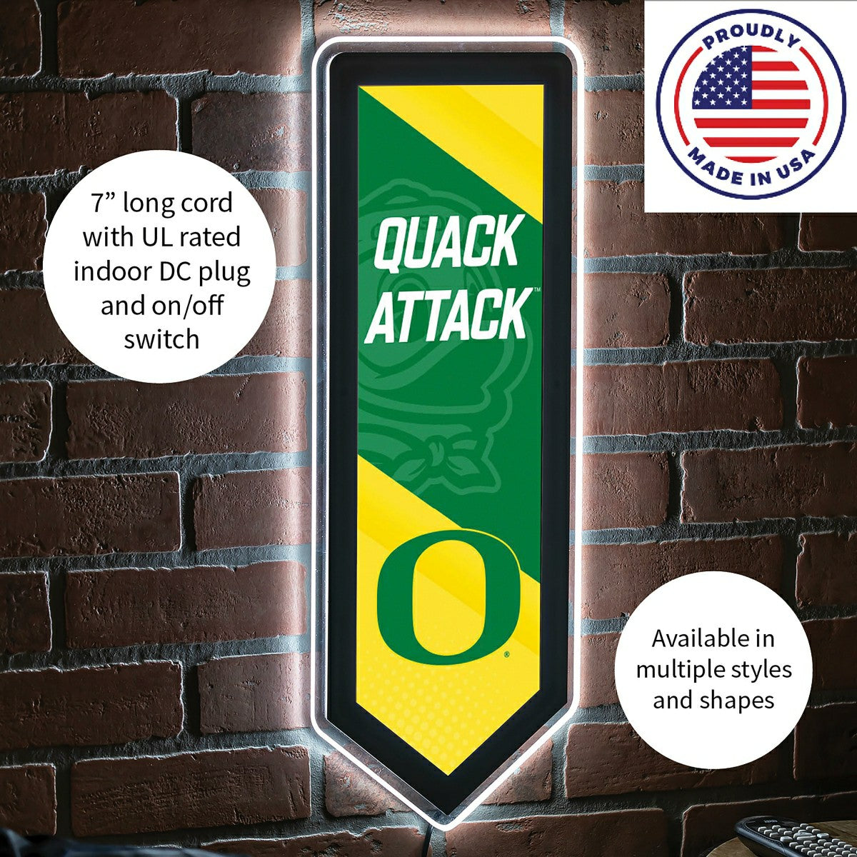 LED Wall Decor, Pennant, University of Oregon