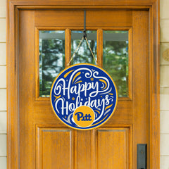University of Pittsburgh Holiday Round Door Décor with Hanging Rope, 1