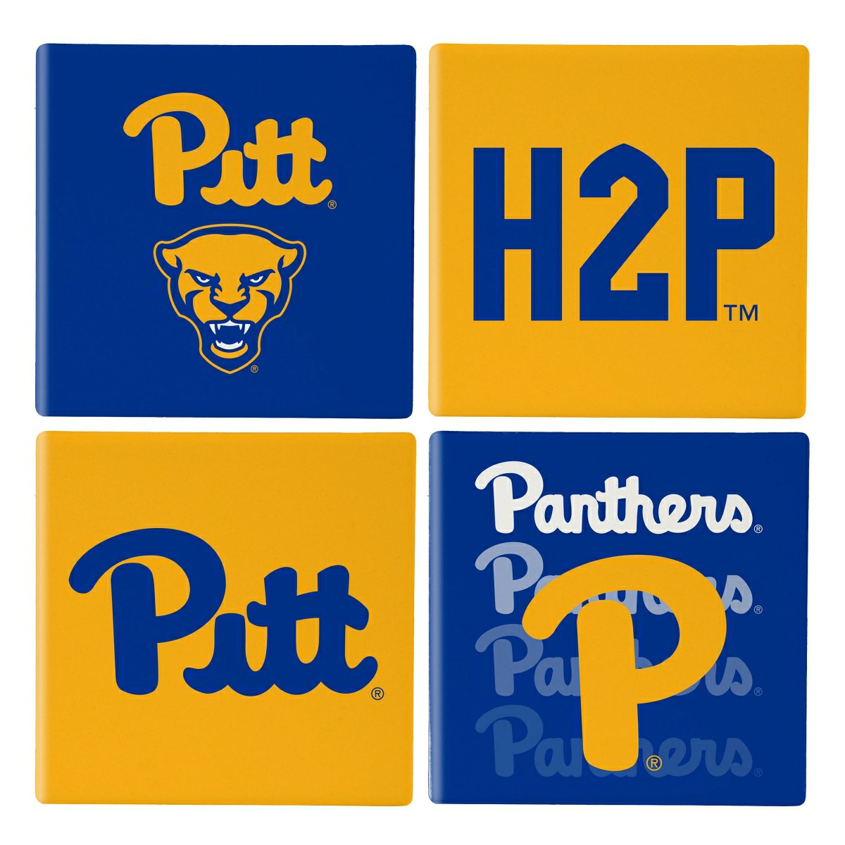University of Pittsburgh Ceramic Coasters Set, 4pcs with Wood Caddy