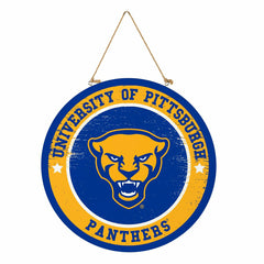 University of Pittsburgh Round Door Décor with Hanging Rope, 18x18