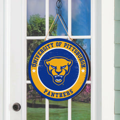 University of Pittsburgh Round Door Décor with Hanging Rope, 18x18