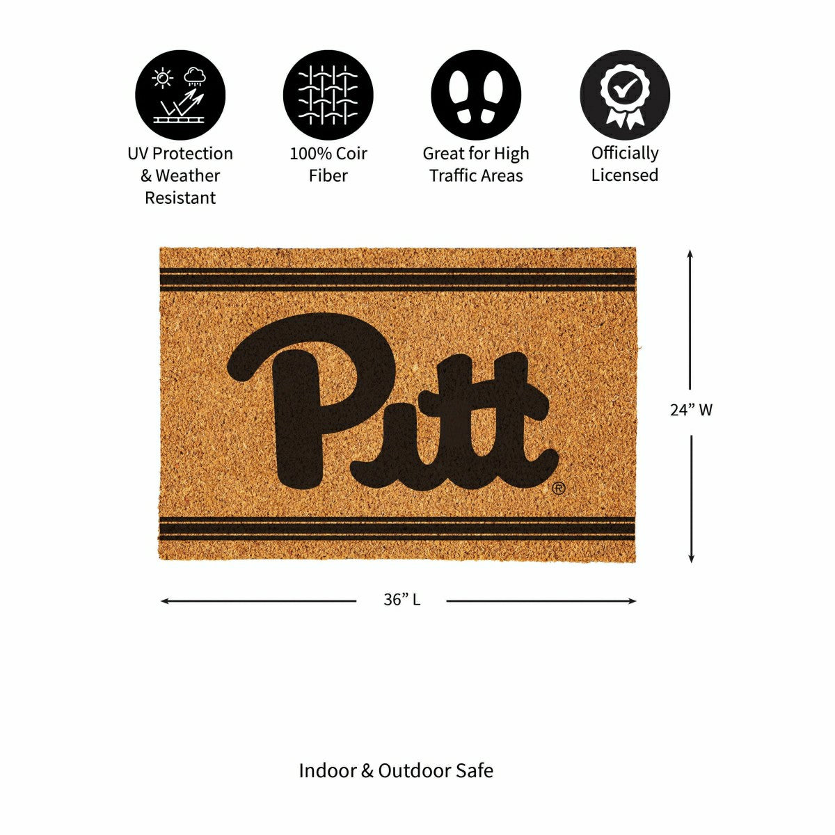 University of Pittsburgh Large One Color Coir Mat, 36"x24"