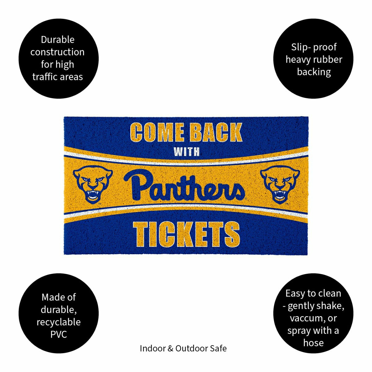 28" x 16" PVC Trapper Mat, Come Back with Tickets, University of Pitts