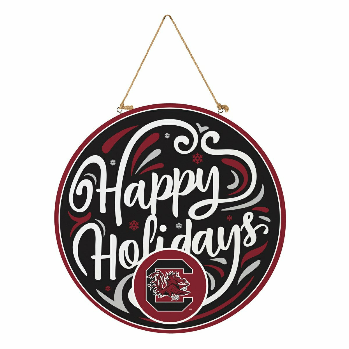 University of South Carolina Holiday Round Door Décor with Hanging Rop
