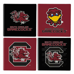 University of South Carolina Ceramic Coasters Set, 4pcs with Wood Cadd