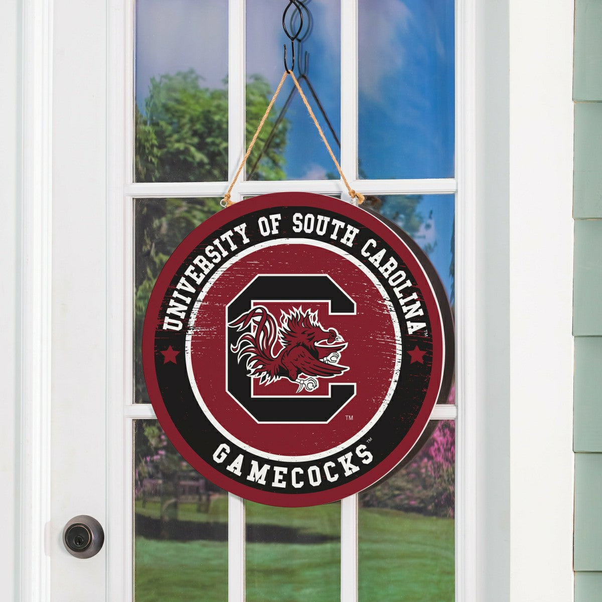 University of South Carolina Round Door Décor with Hanging Rope, 18x18