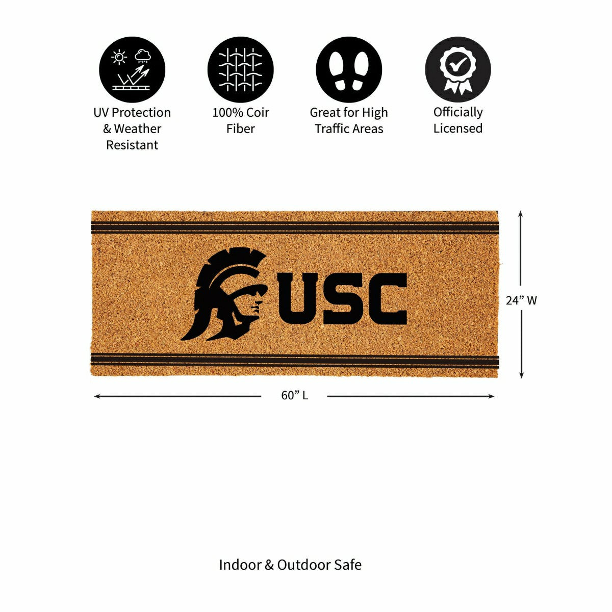 University of Southern California Extra Large One Color Coir Mat, 60"x