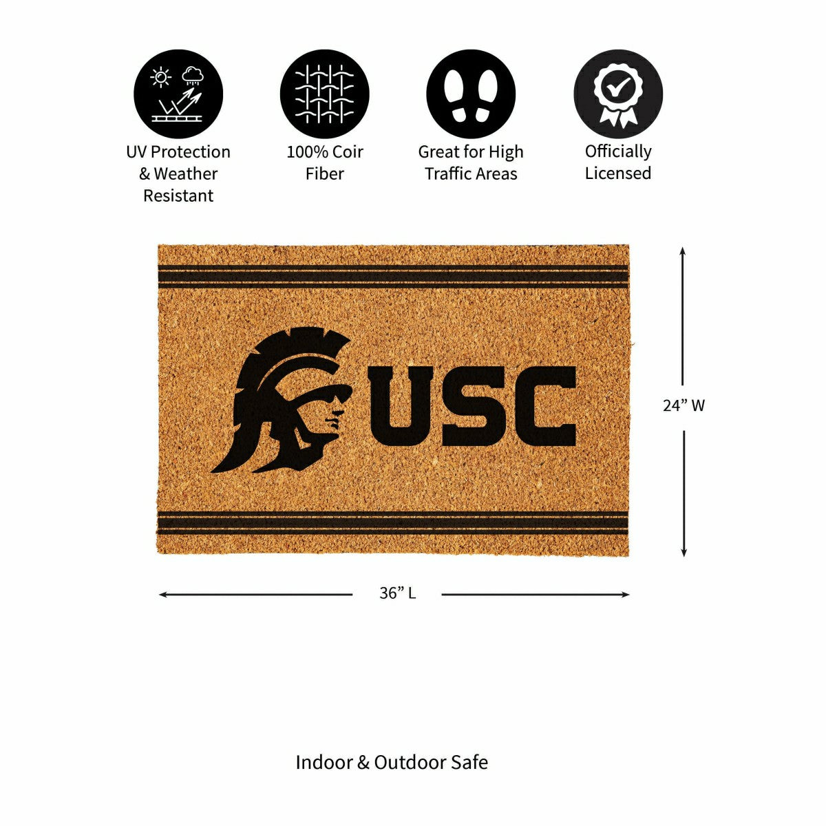 University of Southern California Large One Color Coir Mat, 36"x24"