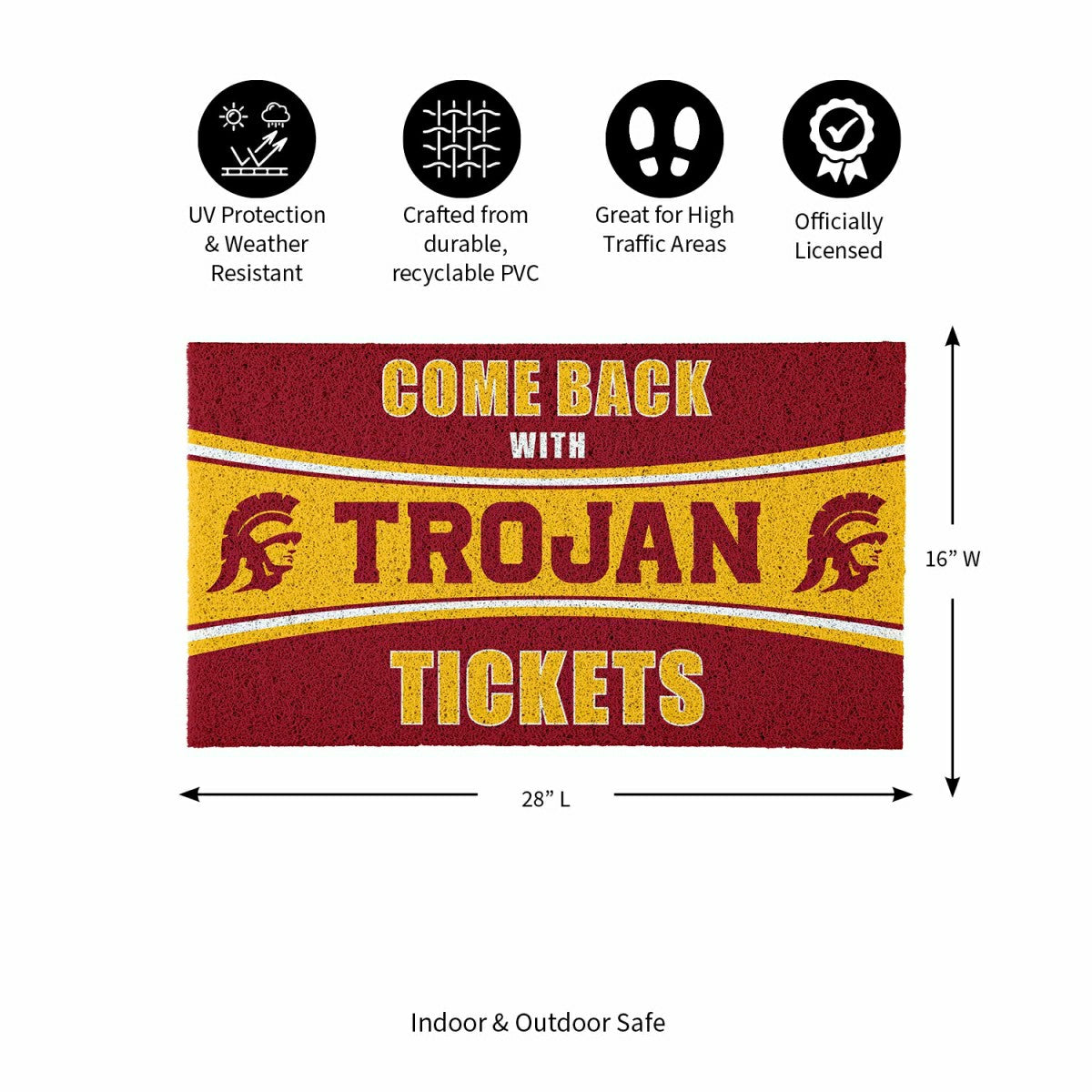 28" x 16" PVC Trapper Mat, Come Back with Tickets, University of South