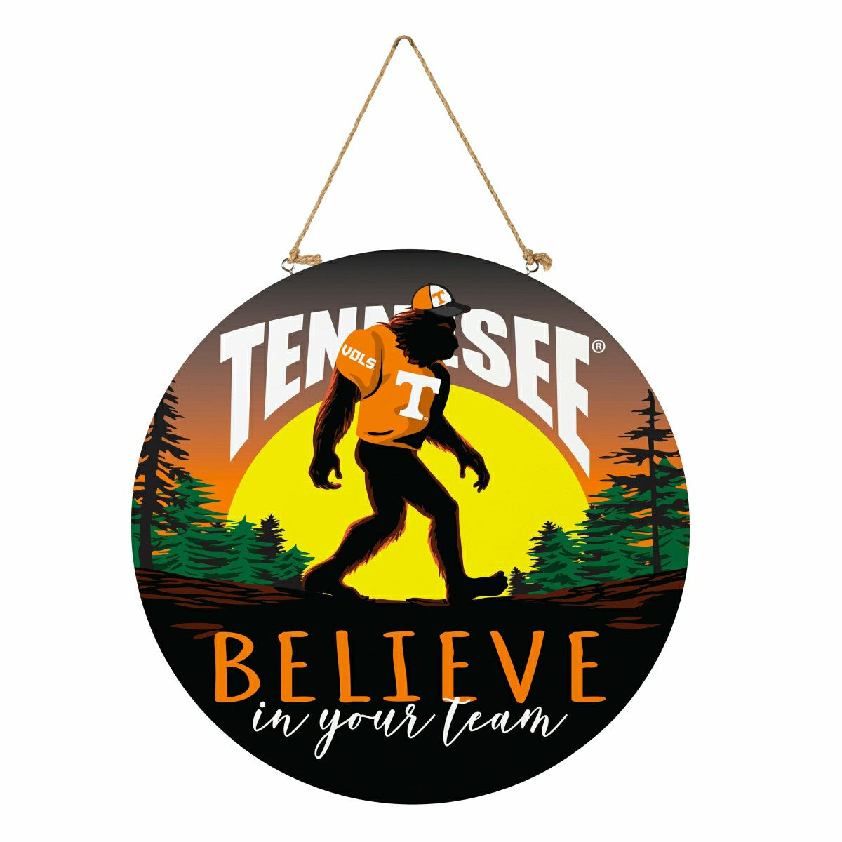 University of Tennessee Bigfoot Round Door Décor with Hanging Rope, 18