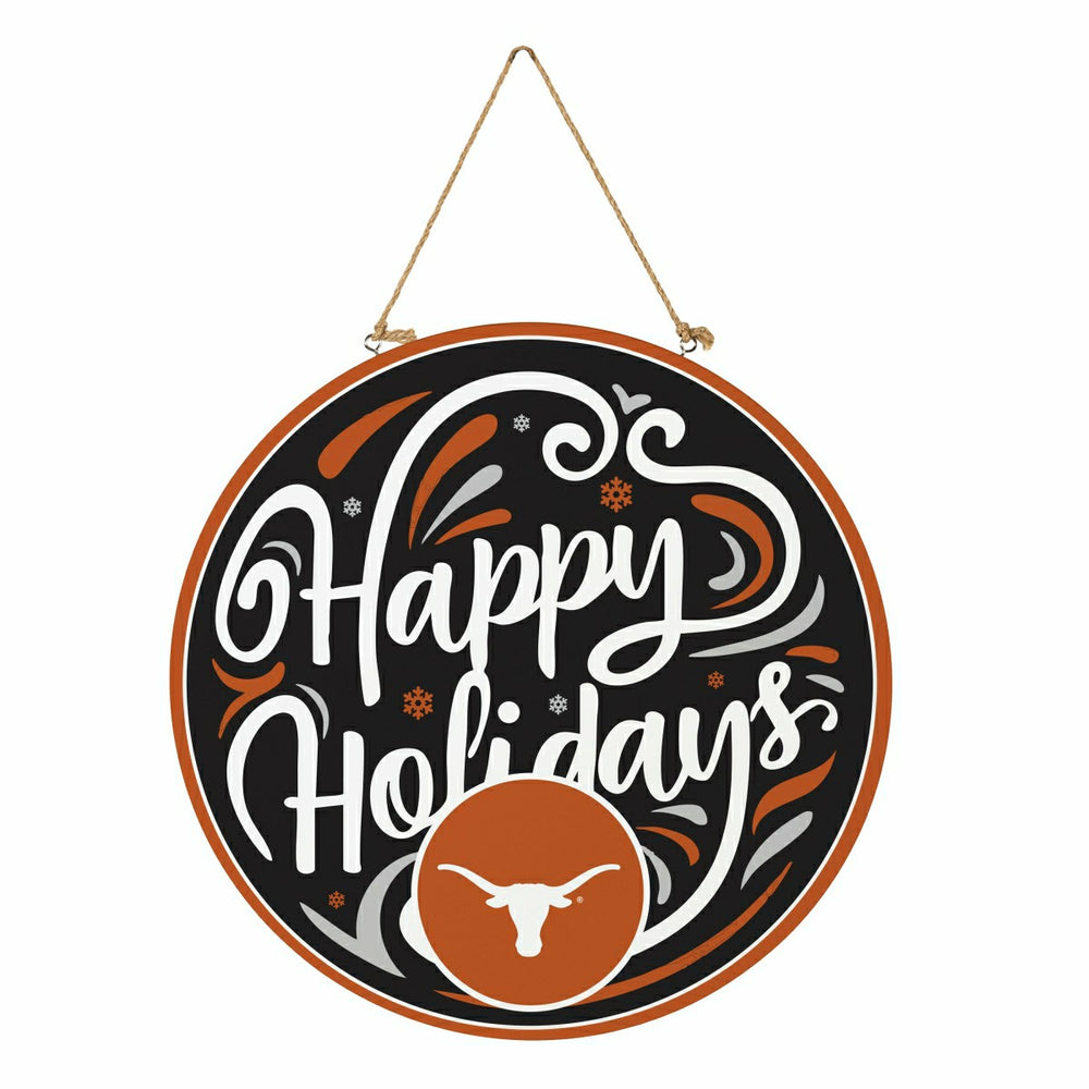 University of Texas Holiday Round Door Décor with Hanging Rope, 18x18