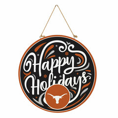University of Texas Holiday Round Door Décor with Hanging Rope, 18x18