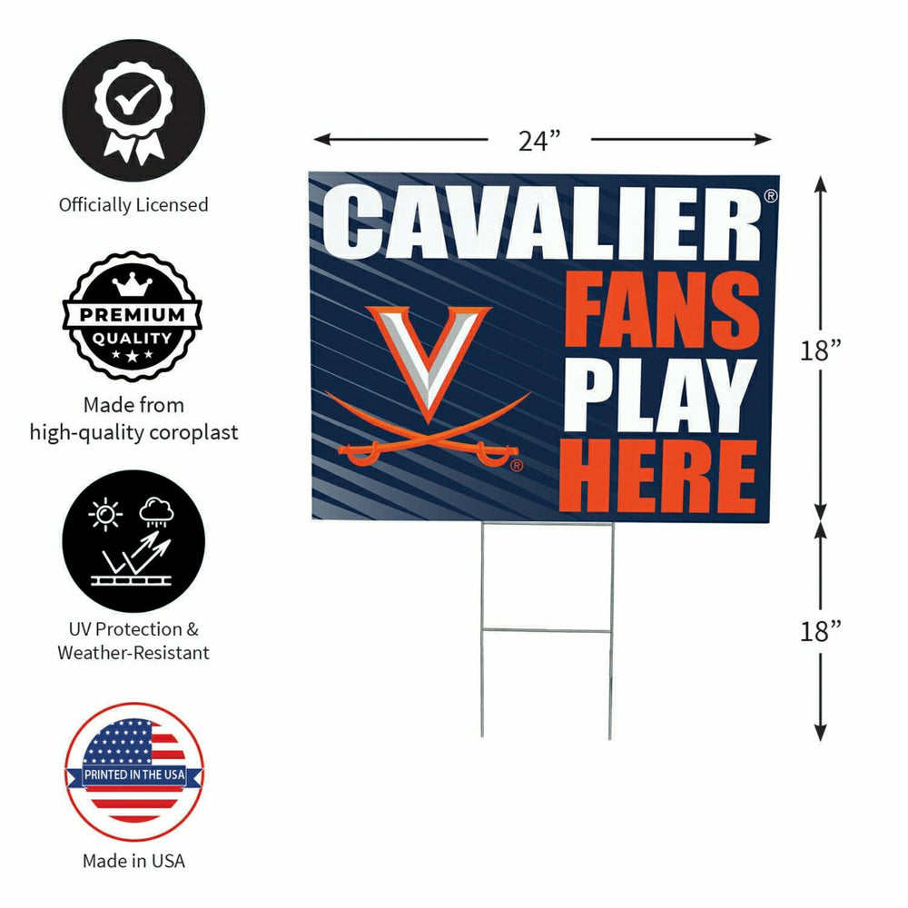 University of Virginia Coroplast Yard Sign "Fans Play Here"