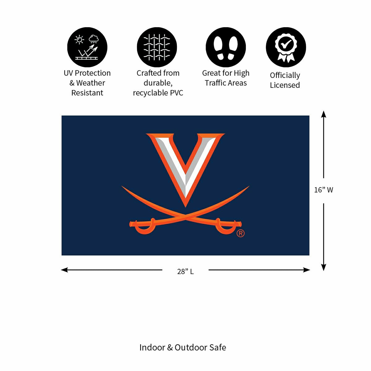 Full Color PVC Mat, 16" x 28", University of Virginia