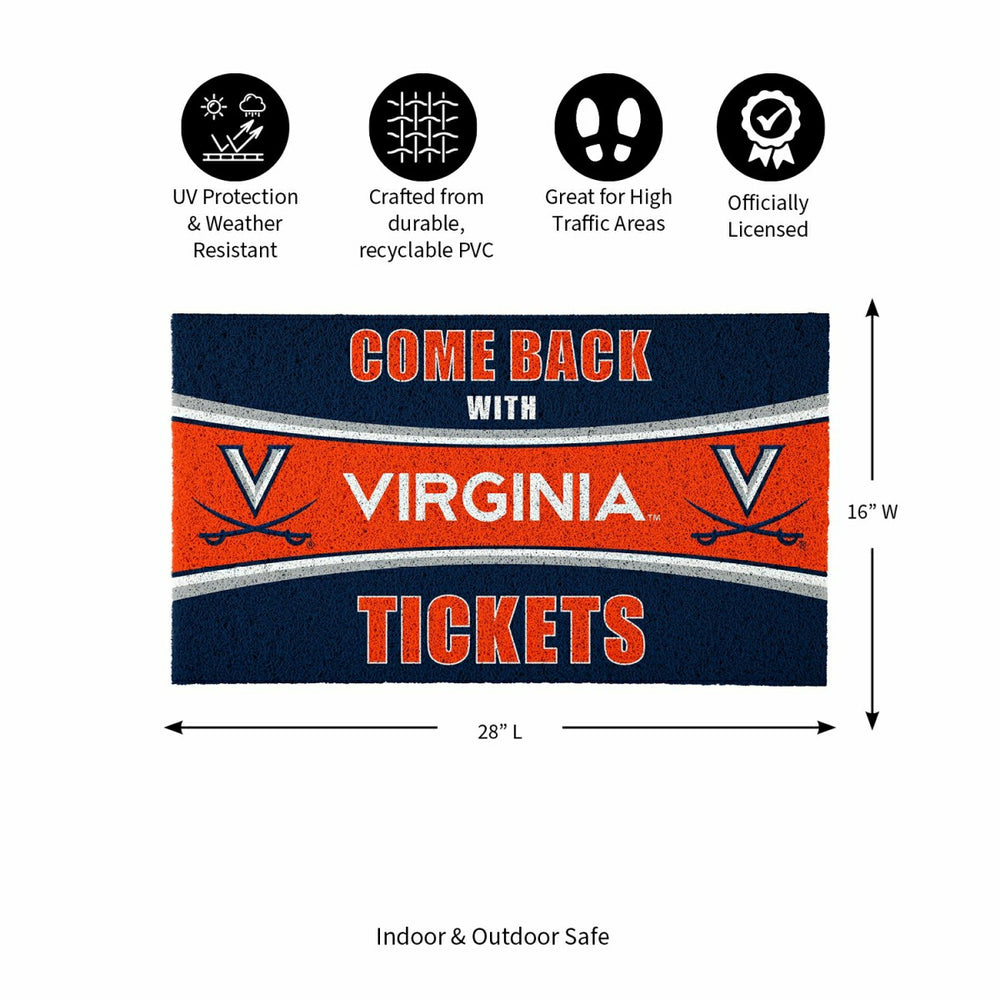 28" x 16" PVC Trapper Mat, Come Back with Tickets, University of Virgi