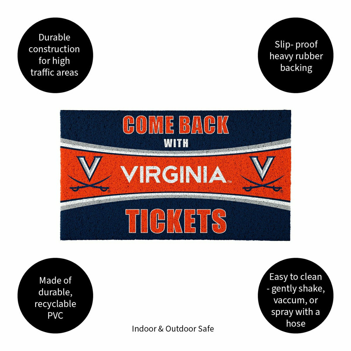 28" x 16" PVC Trapper Mat, Come Back with Tickets, University of Virgi