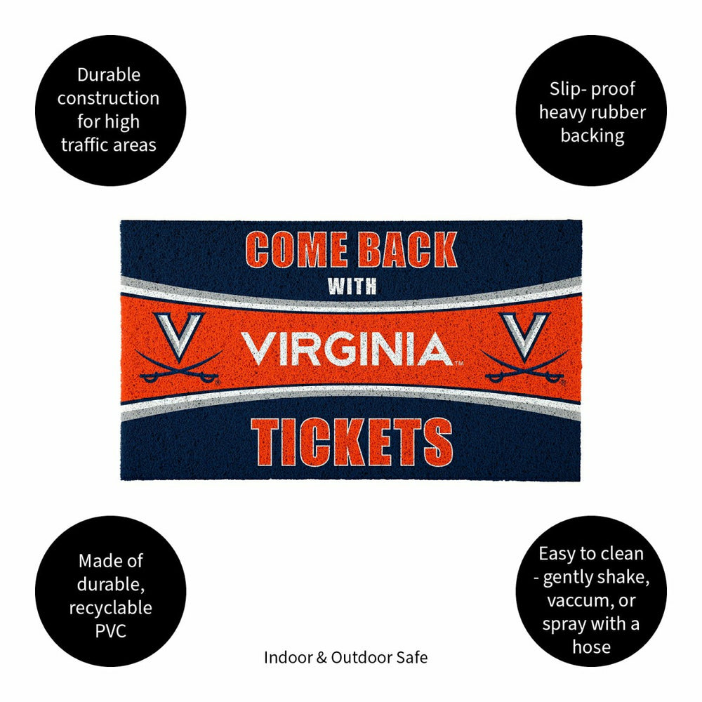28" x 16" PVC Trapper Mat, Come Back with Tickets, University of Virgi