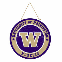University of Washington Round Door Décor with Hanging Rope, 18x18