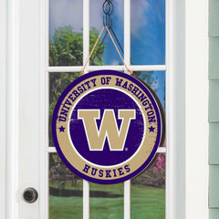 University of Washington Round Door Décor with Hanging Rope, 18x18