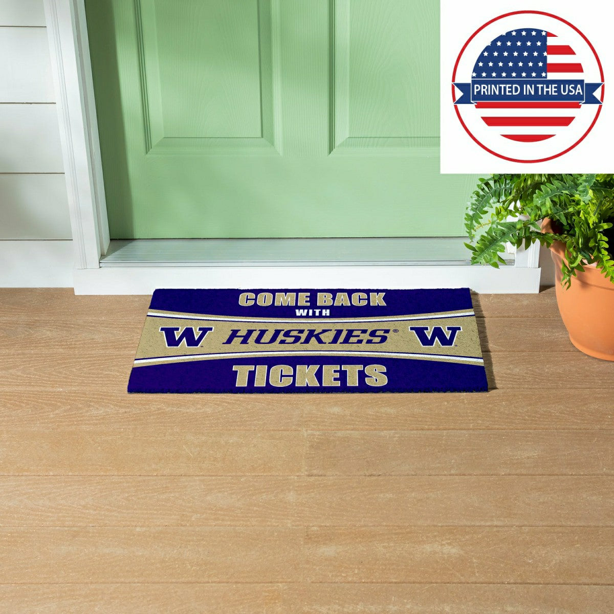 28" x 16" PVC Trapper Mat, Come Back with Tickets, University of Washi