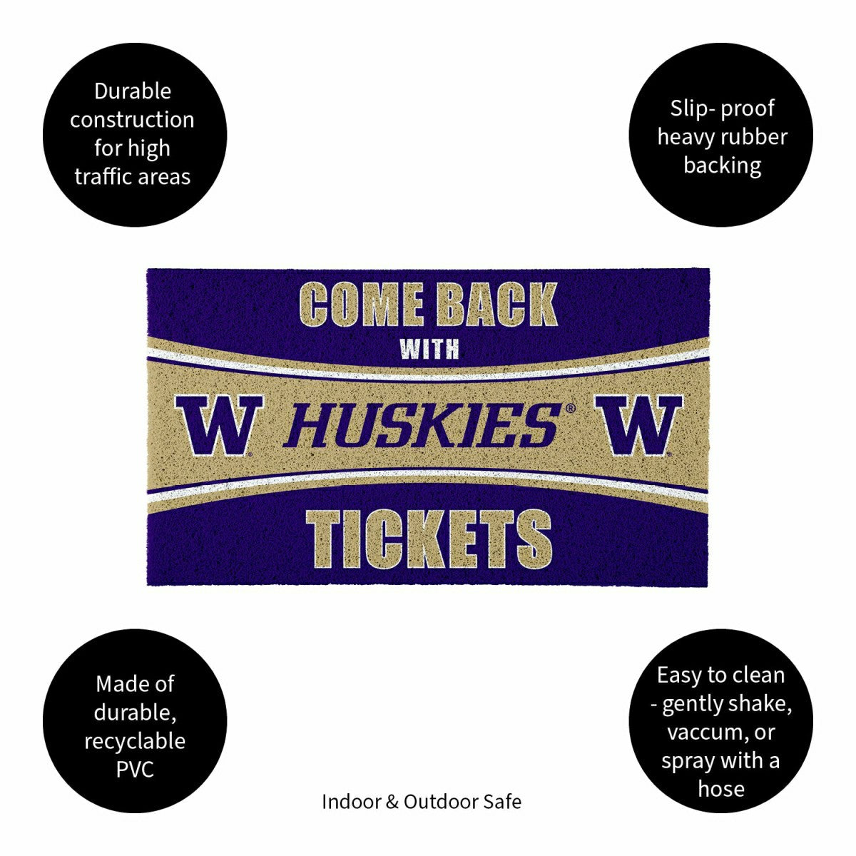 28" x 16" PVC Trapper Mat, Come Back with Tickets, University of Washi