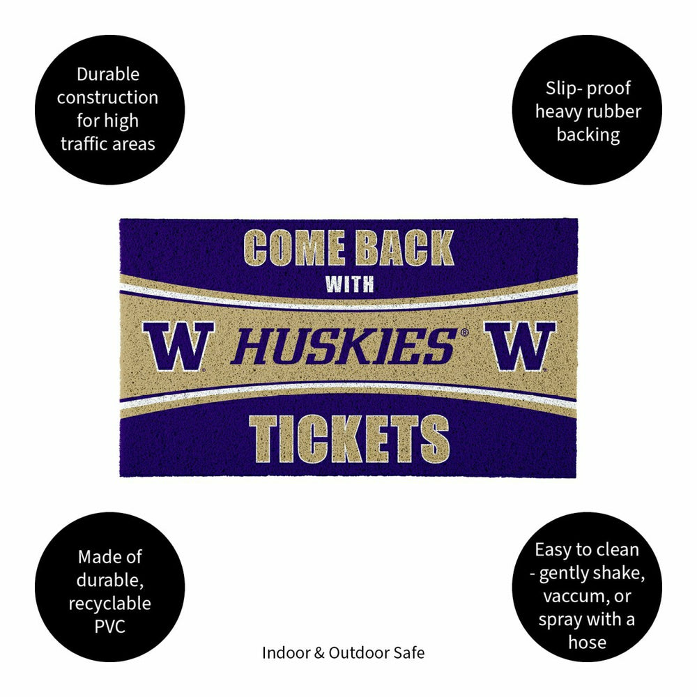 28" x 16" PVC Trapper Mat, Come Back with Tickets, University of Washi