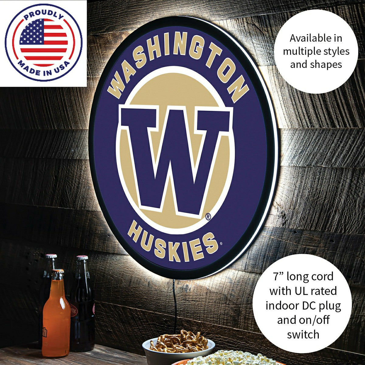 LED Wall Decor, Round, University of Washington