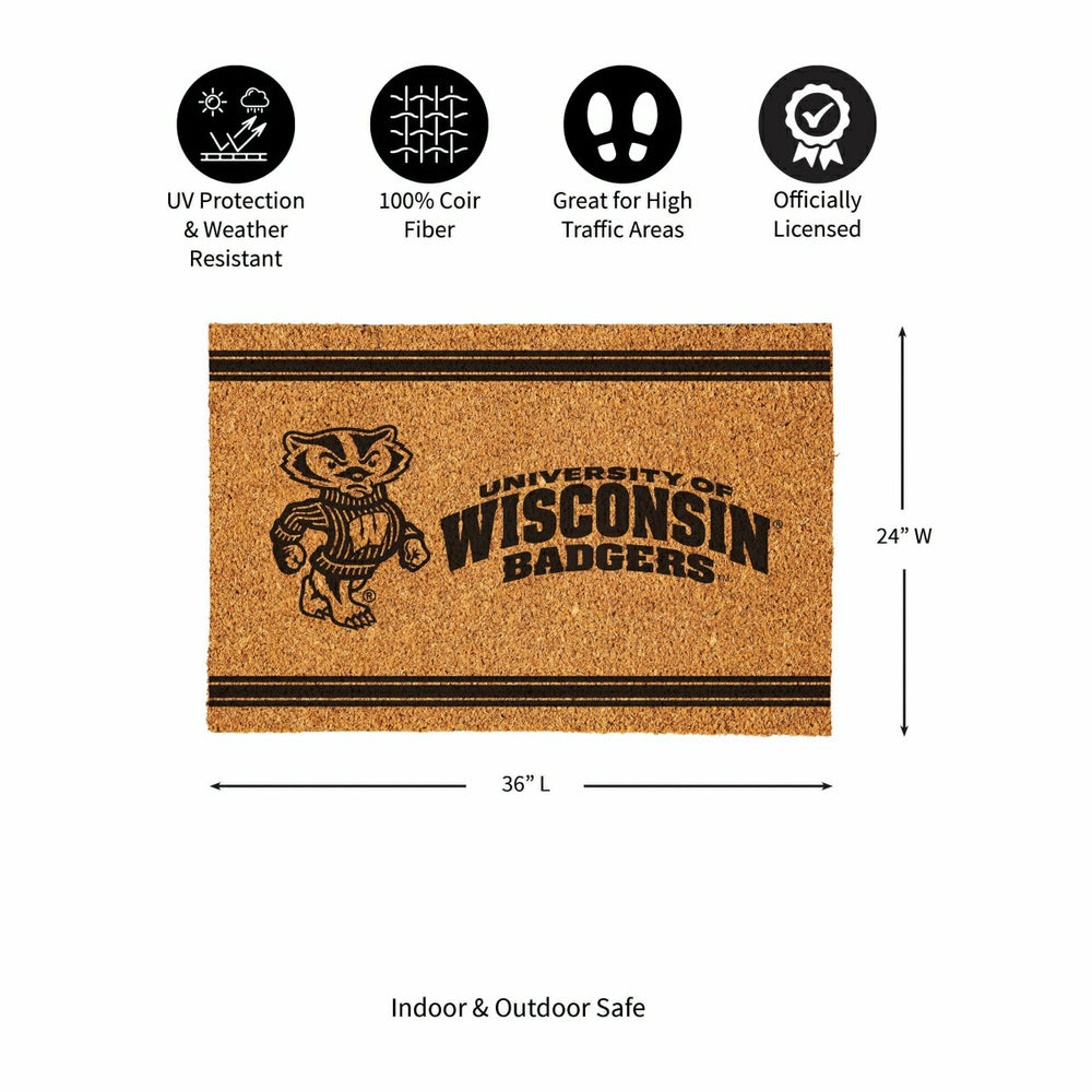 University of Wisconsin-Madison Large One Color Coir Mat, 36"x24"