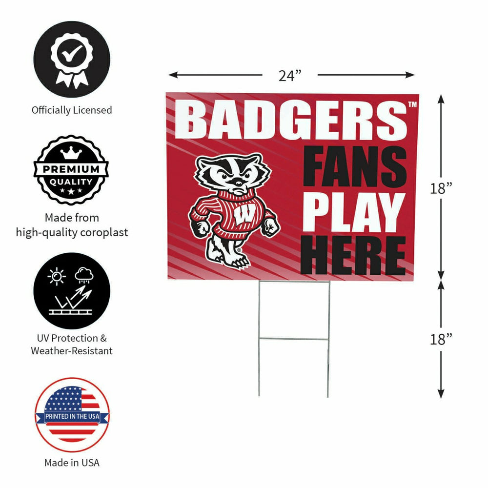 University of Wisconsin-Madison Coroplast Yard Sign "Fans Play Here"