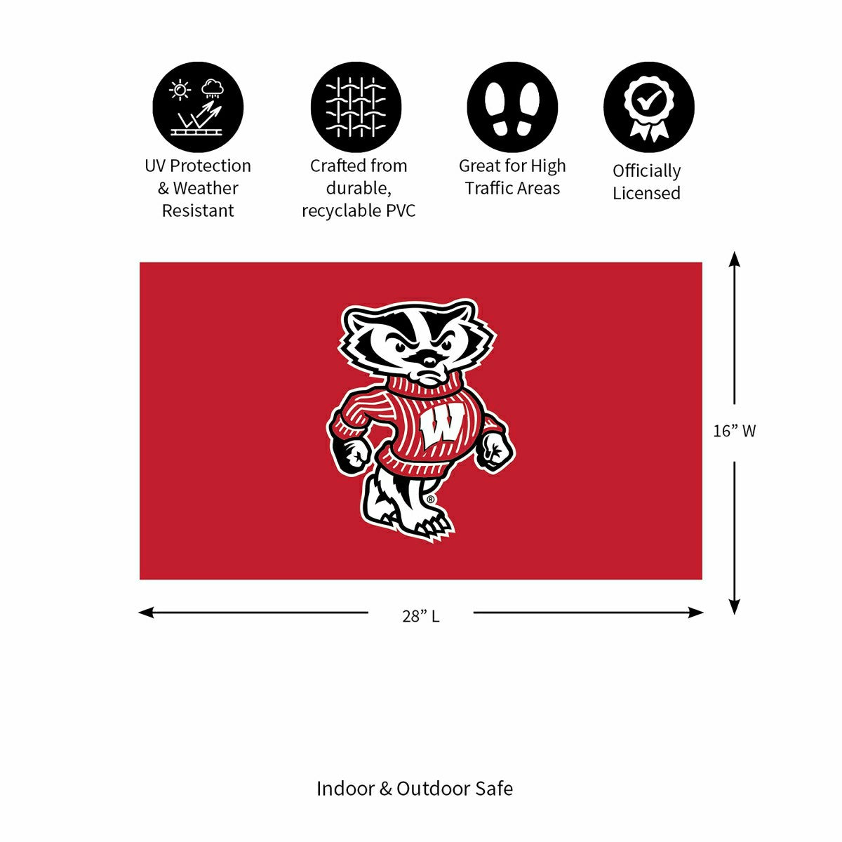 Full Color PVC Mat, 16" x 28", University of Wisconsin-Madison