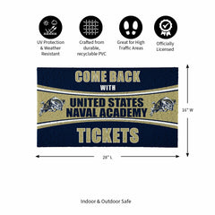 28" x 16" PVC Trapper Mat, Come Back with Tickets, US Naval Academy