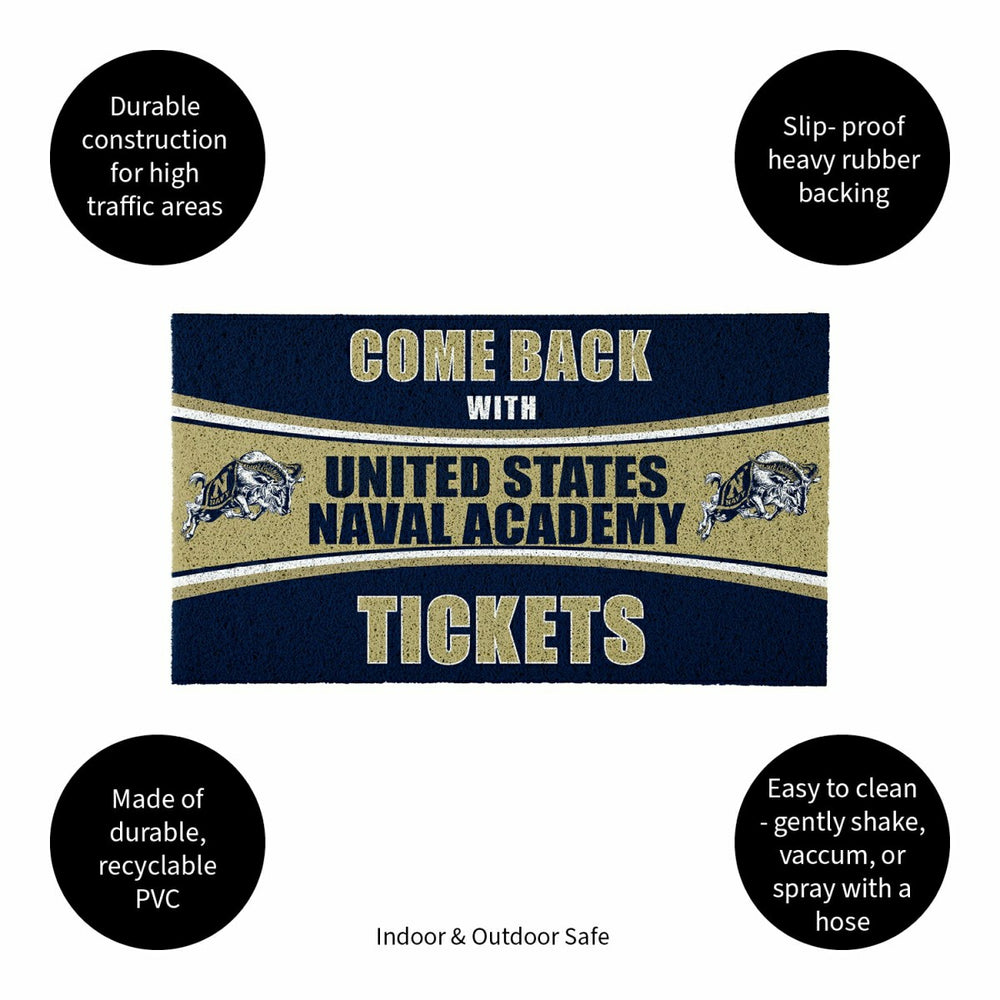 28" x 16" PVC Trapper Mat, Come Back with Tickets, US Naval Academy