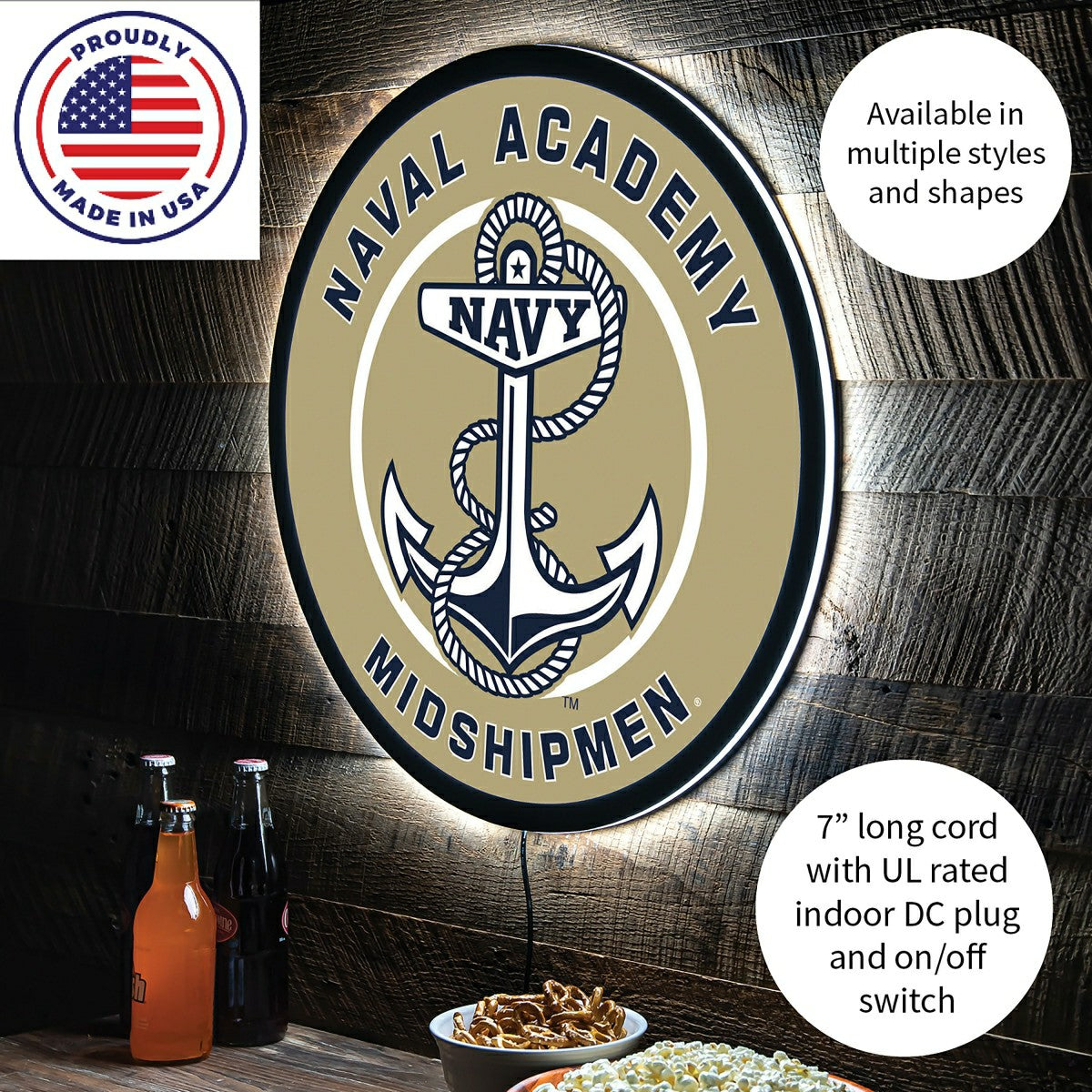 LED Wall Decor, Round, US Naval Academy